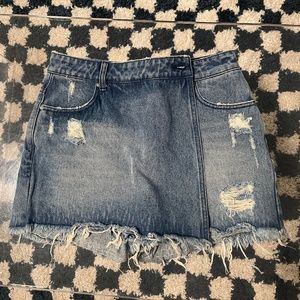 Distressed Denim Mini-Skort